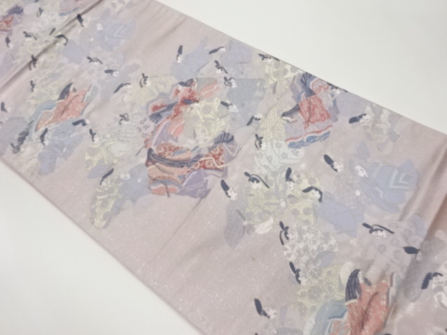 時代人物に和歌模様織出し袋帯